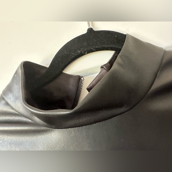 new with tags, vegan leather, size 4 / small black long sleeve dress - Picture 4 of 9